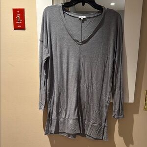 Gray V-Neck Women's Top